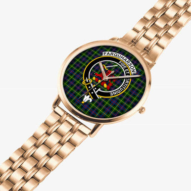 Scottish Farquharson Clan Crest Tartan Instafamous Steel Quartz Watches Tartan Plaid Rose Gold 2