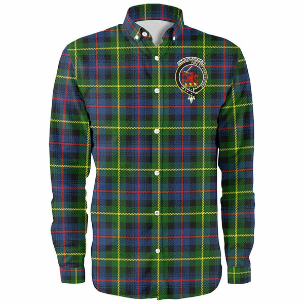 Scottish Farquharson Clan Crest Tartan Long Sleeve Shirt Front Side Tartan Plaid
