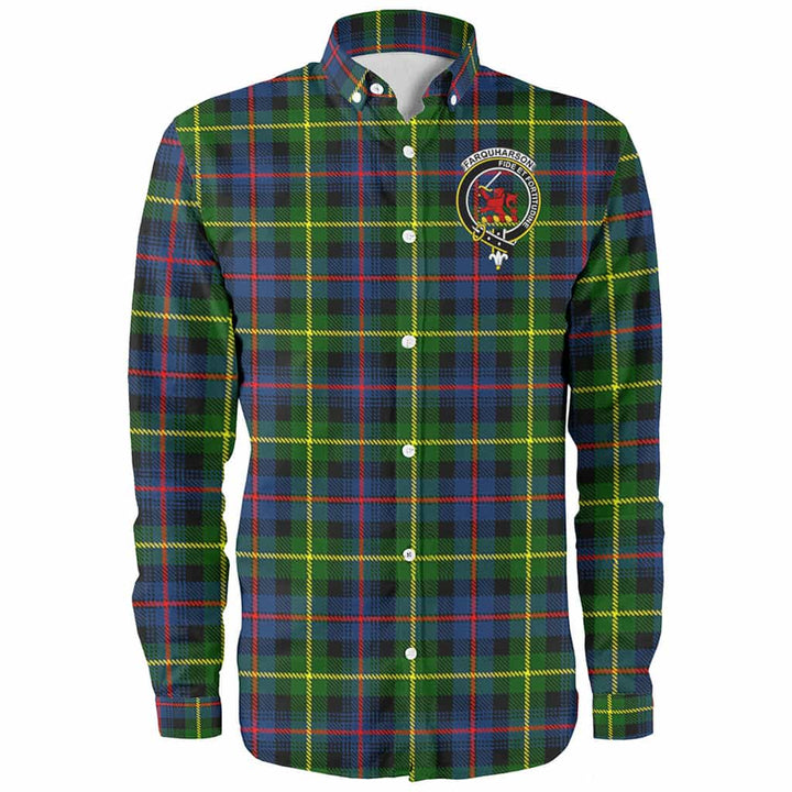 Scottish Farquharson Clan Crest Tartan Long Sleeve Shirt Front Side Tartan Plaid