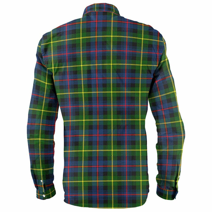 Scottish Farquharson Clan Crest Tartan Long Sleeve Shirt Back Side Tartan Plaid