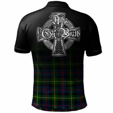 Scottish Farquharson Clan Crest Tartan Polo Shirt - Alba Gu Brath Family Crest Celtic Inspired Back Side Tartan Plaid