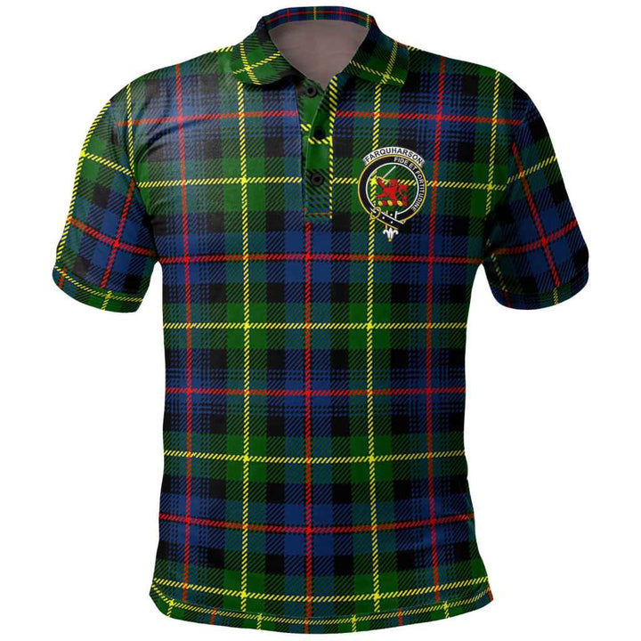 Scottish Farquharson Clan Crest Tartan Polo Shirt Front Side Tartan Plaid