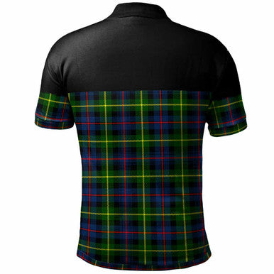 Scottish Farquharson Clan Crest Tartan Polo Shirt - Horizontal Style Back Side Tartan Plaid