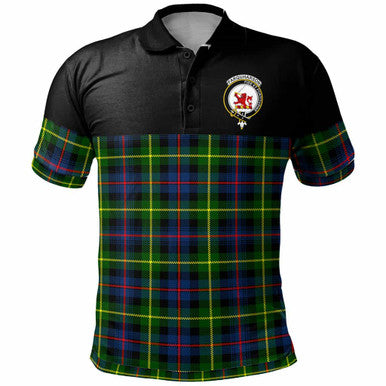 Scottish Farquharson Clan Crest Tartan Polo Shirt - Horizontal Style Front Side Tartan Plaid