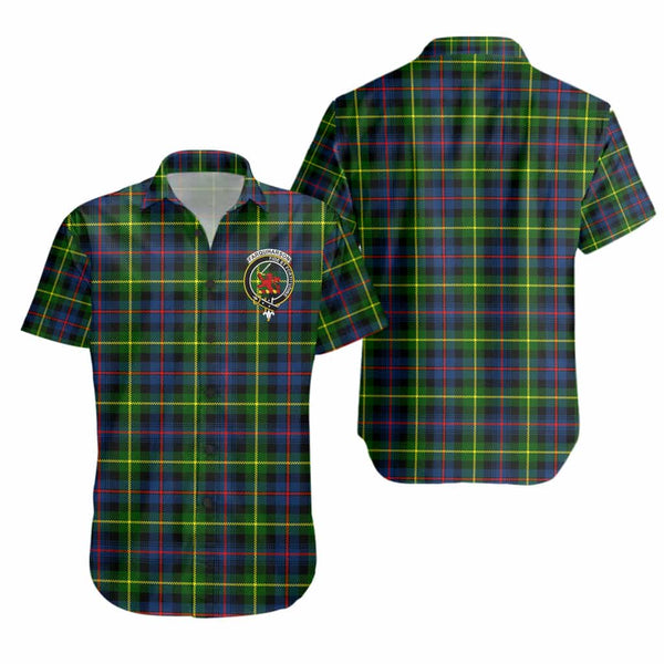 Scottish Farquharson Clan Crest Tartan Short Sleeve Shirt Tartan Plaid