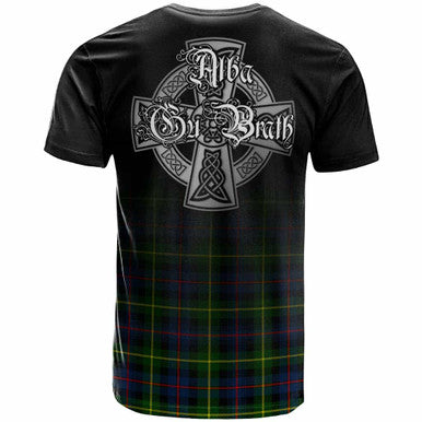 Scottish Farquharson Clan Crest Tartan T-Shirt - Alba Gu Brath Family Crest Celtic Inspired Back Side Tartan Plaid