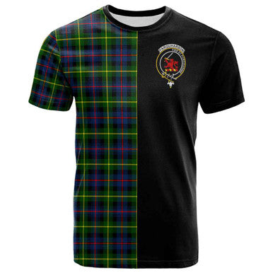 Scottish Farquharson Clan Crest Tartan T-Shirt Half in Me Front Side Tartan Plaid