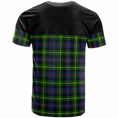 Scottish Farquharson Clan Crest Tartan T-Shirt - Horizontal Style Back Side Tartan Plaid