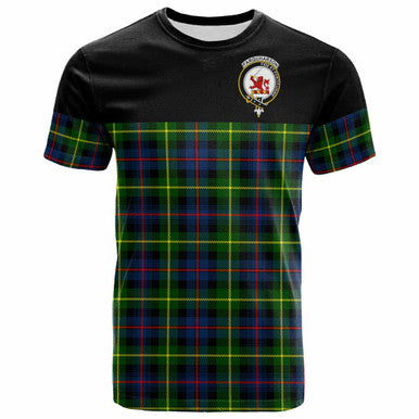 Scottish Farquharson Clan Crest Tartan T-Shirt - Horizontal Style Front Side Tartan Plaid