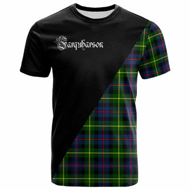 Scottish Farquharson Clan Crest Tartan T-Shirt - Military Logo Front Side Tartan Plaid