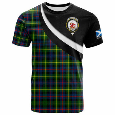 Scottish Farquharson Clan Crest Tartan T-Shirt - Scotland Forever Style Front Side Tartan Plaid