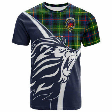 Scottish Farquharson Clan Crest Tartan T-Shirt - Bend Style Front Side Tartan Plaid