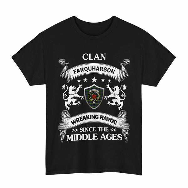 Scottish Farquharson Clan Crest Tartan T-Shirt Wreaking Havoc Design Tartan Plaid Black Color