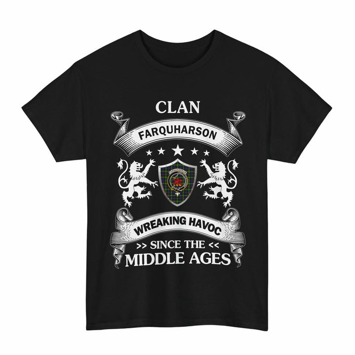 Scottish Farquharson Clan Crest Tartan T-Shirt Wreaking Havoc Design Tartan Plaid Black Color
