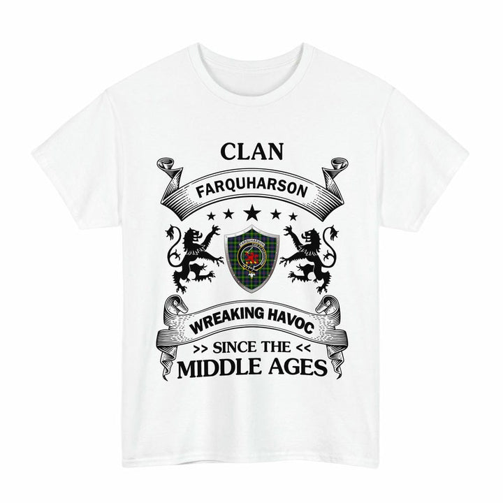 Scottish Farquharson Clan Crest Tartan T-Shirt Wreaking Havoc Design Tartan Plaid White Color