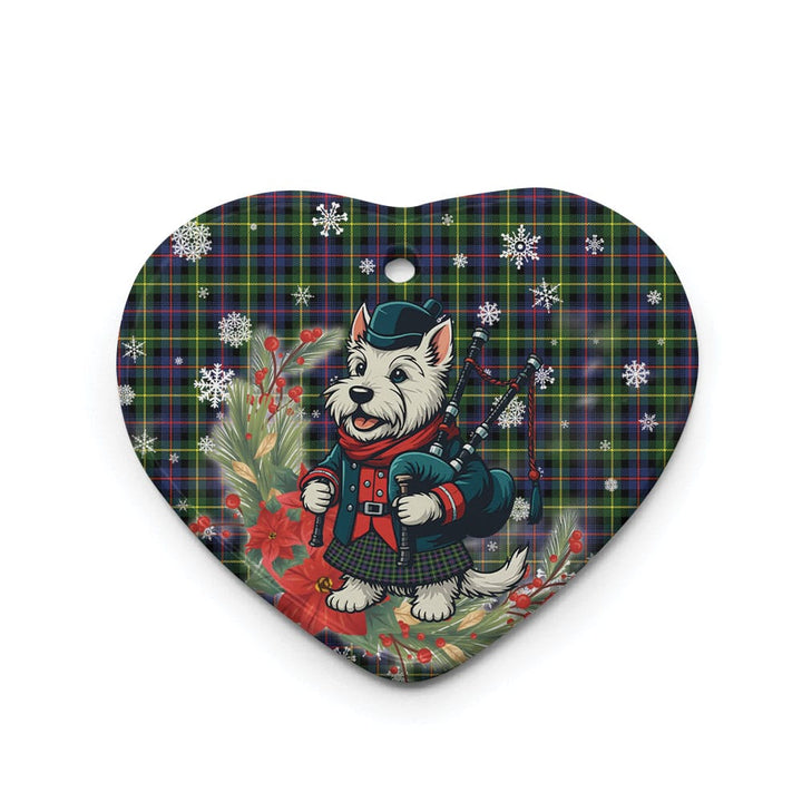 Scottish Farquharson Modern Clan Tartan Ceramic Ornament Cute Scottish Terrier Dog Heart Style Tartan Plaid