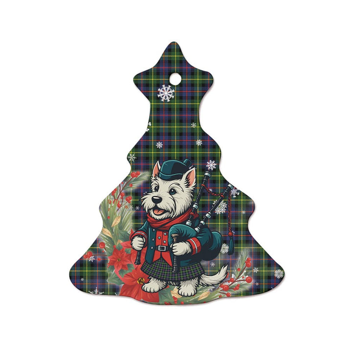 Scottish Farquharson Modern Clan Tartan Ceramic Ornament Cute Scottish Terrier Dog Tree Style Tartan Plaid