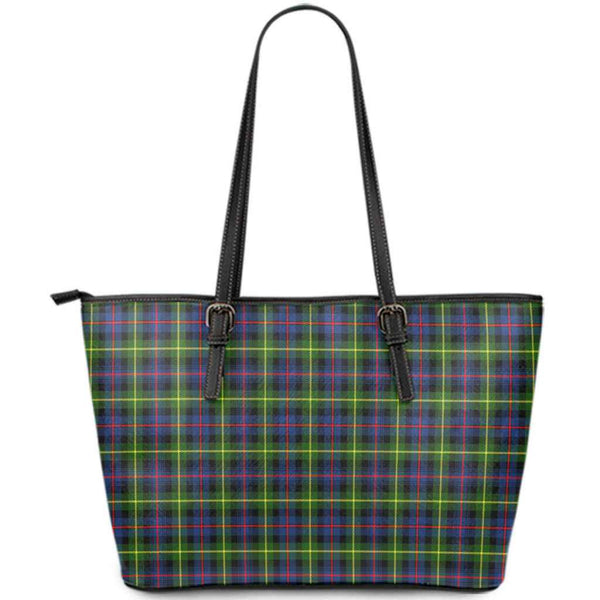 Scottish Farquharson Modern Clan Tartan Leather Tote Tartan Plaid