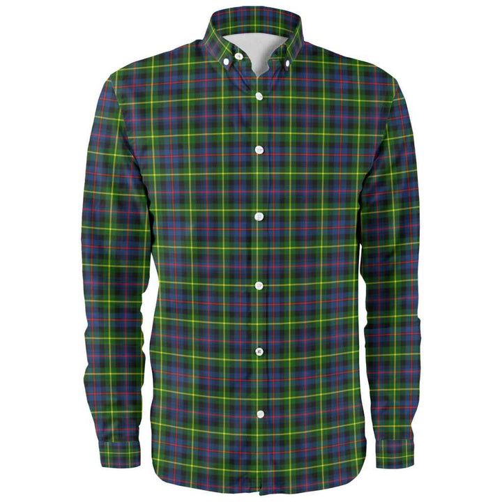 Scottish Farquharson Modern Clan Tartan Long Sleeve Shirt Front Side Tartan Plaid