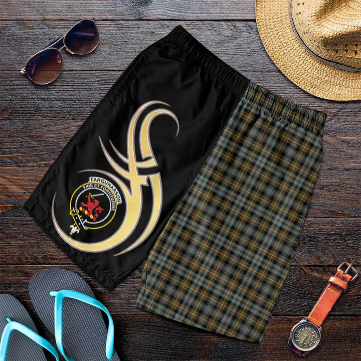 Scottish Farquharson Weathered Clan Crest Tartan Believe in Me Men's Shorts