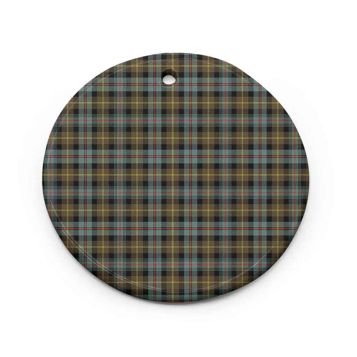 Scottish Farquharson Weathered Clan Tartan Ceramic Ornament Circle Shape Tartan Plaid