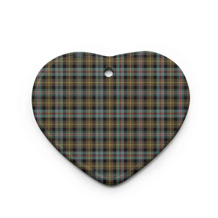 Scottish Farquharson Weathered Clan Tartan Ceramic Ornament Heart Shape Tartan Plaid