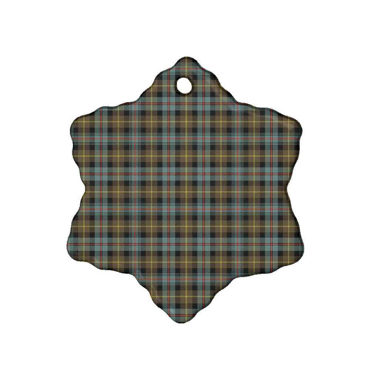 Scottish Farquharson Weathered Clan Tartan Ceramic Ornament Snow Flake Shape Tartan Plaid
