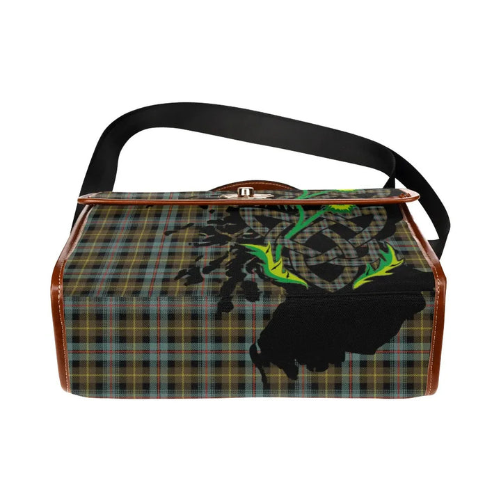 Scottish Farquharson Weathered Clan Tartan Waterproof Canvas Bag With Thistle Tartan Plaid 5