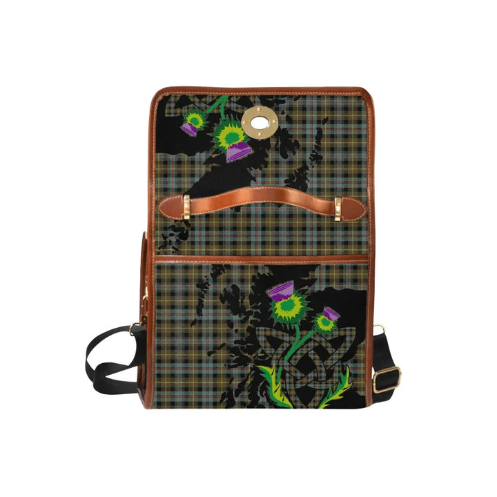 Scottish Farquharson Weathered Clan Tartan Waterproof Canvas Bag With Thistle Tartan Plaid 6