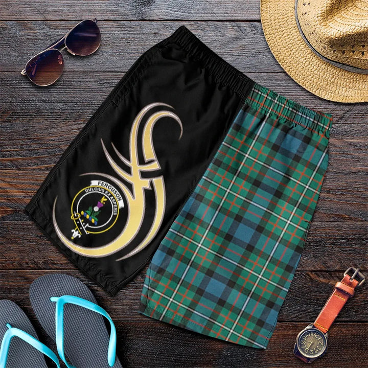 Scottish Ferguson Ancient Clan Crest Tartan Believe in Me Men's Shorts