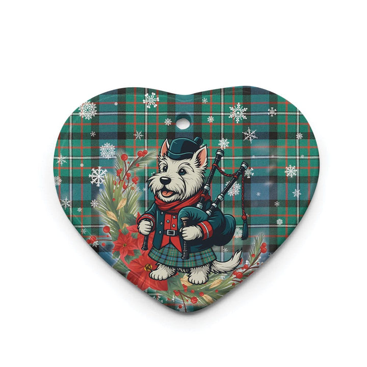 Scottish Ferguson Ancient Clan Tartan Ceramic Ornament Cute Scottish Terrier Dog Heart Style Tartan Plaid