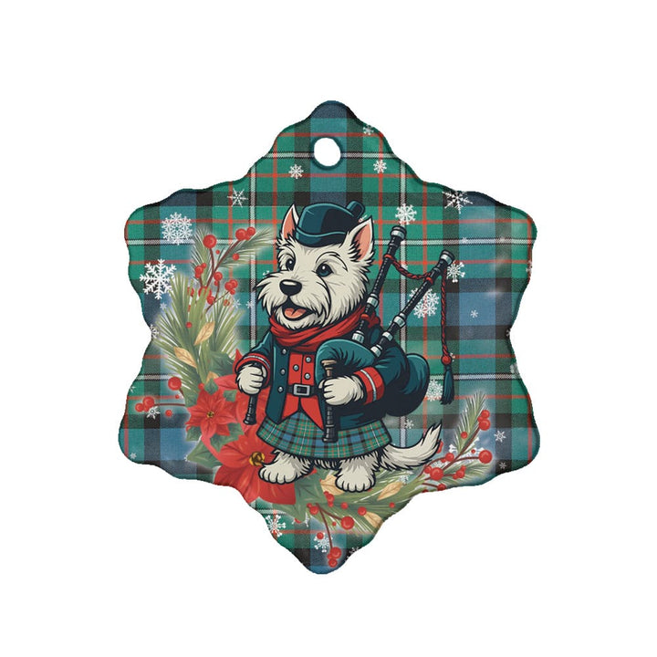 Scottish Ferguson Ancient Clan Tartan Ceramic Ornament Cute Scottish Terrier Dog Snow Flake Style Tartan Plaid