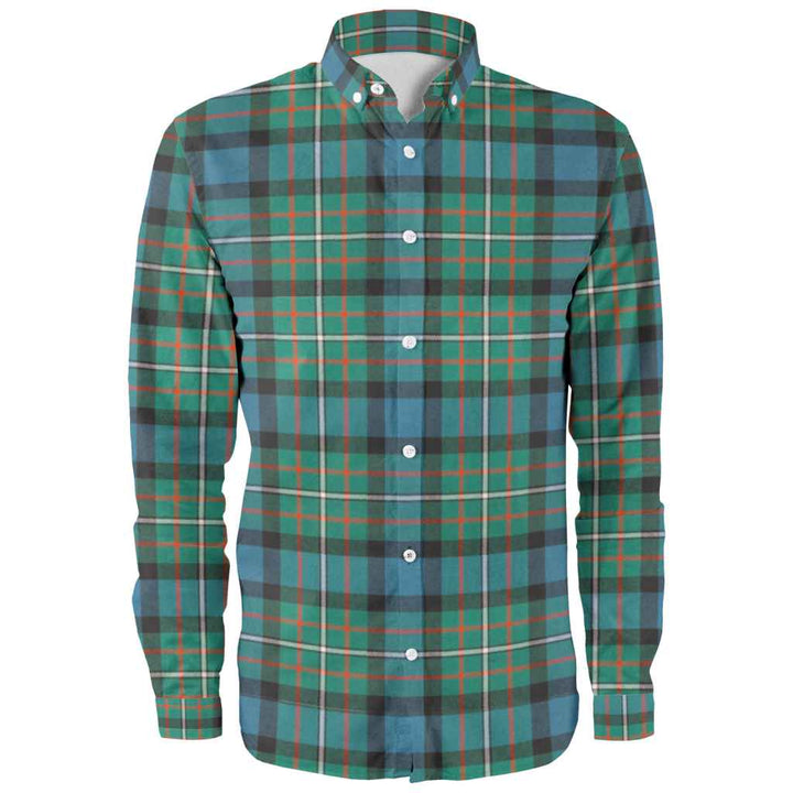 Scottish Ferguson Ancient Clan Tartan Long Sleeve Shirt Front Side Tartan Plaid