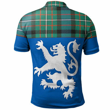 Scottish Ferguson Ancient Clan Tartan Polo Shirt - Lion Rampant of Scotland With Flag Back Side Tartan Plaid