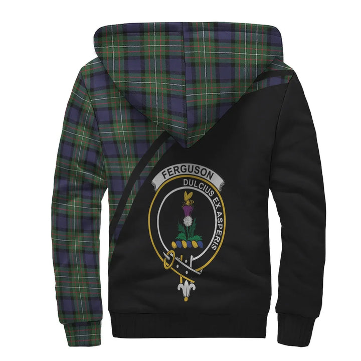 Scottish Ferguson Clan Crest Tartan Curve Sherpa Hoodie