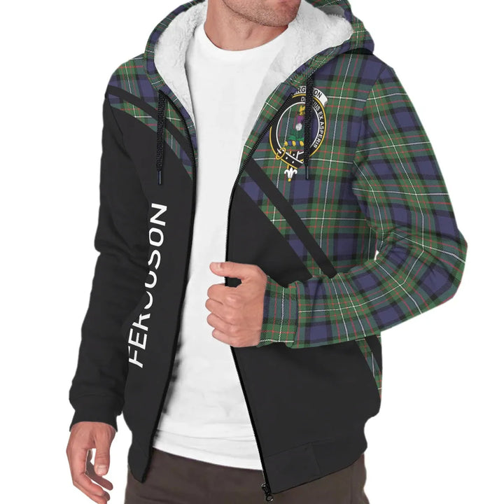 Scottish Ferguson Clan Crest Tartan Curve Sherpa Hoodie