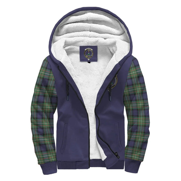 Scottish Ferguson Clan Crest Tartan Plaid Sleeve Sherpa Hoodie