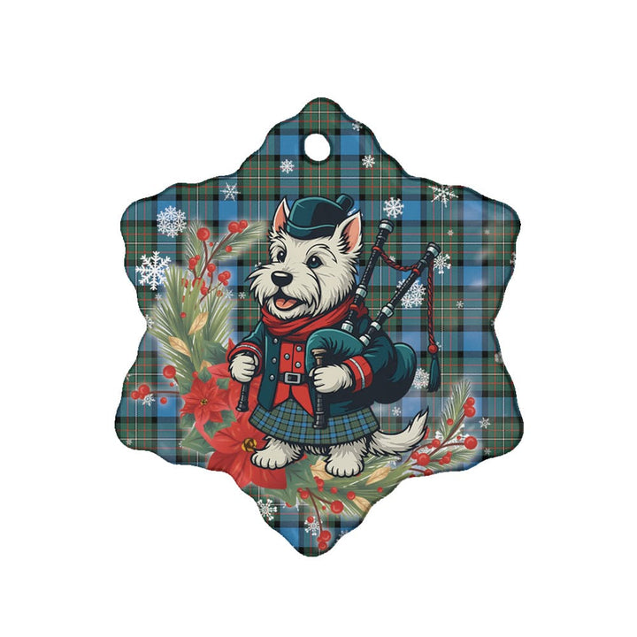 Scottish Fergusson Ancient Clan Tartan Ceramic Ornament Cute Scottish Terrier Dog Snow Flake Style Tartan Plaid