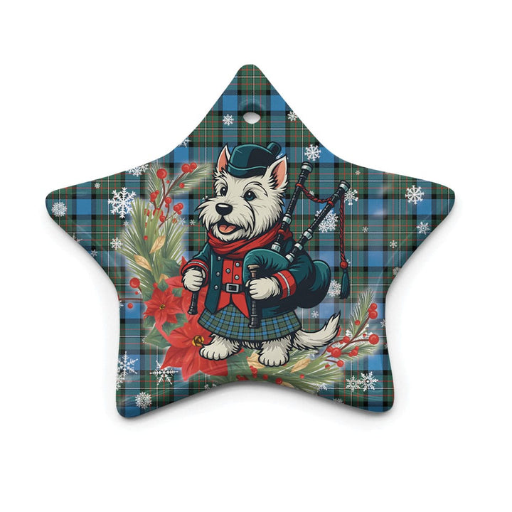 Scottish Fergusson Ancient Clan Tartan Ceramic Ornament Cute Scottish Terrier Dog Star Style Tartan Plaid