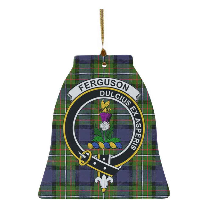 Scottish Fergusson Clan Crest Tartan Ceramic Ornament Bell Shape Tartan Plaid
