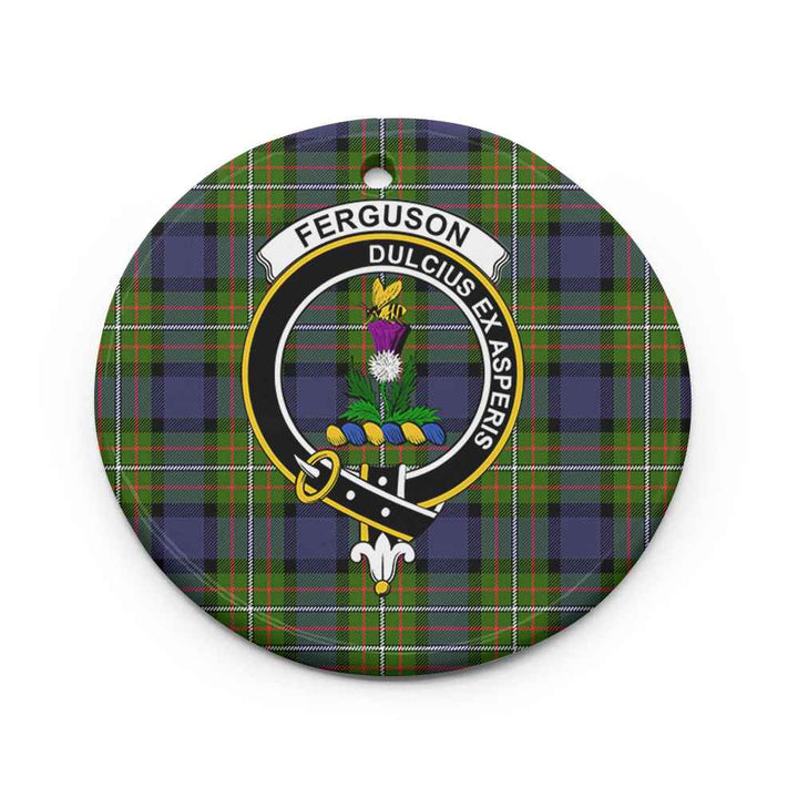 Scottish Fergusson Clan Crest Tartan Ceramic Ornament Circle Shape Tartan Plaid