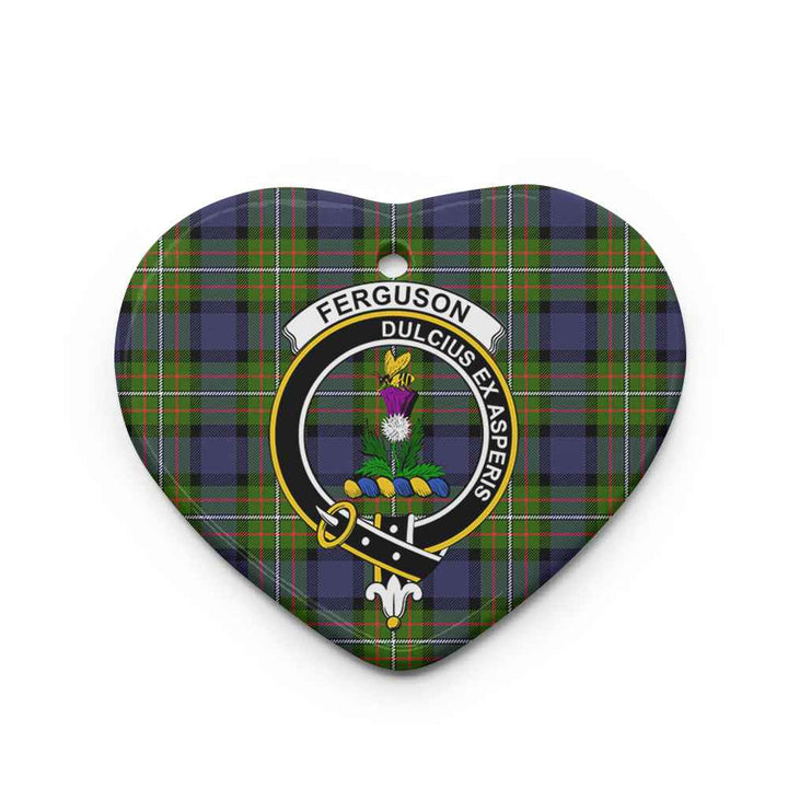 Scottish Fergusson Clan Crest Tartan Ceramic Ornament Heart Shape Tartan Plaid