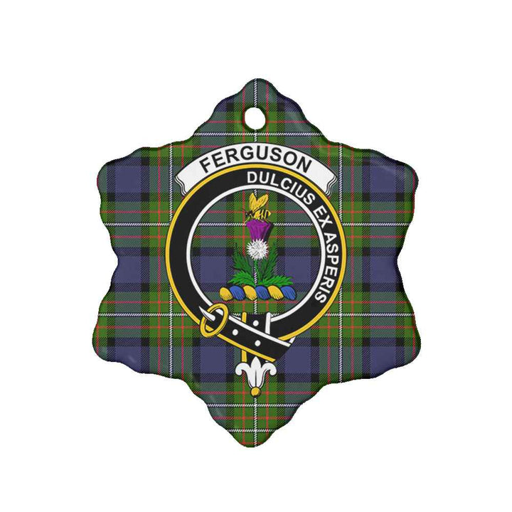 Scottish Fergusson Clan Crest Tartan Ceramic Ornament Snow Flake Shape Tartan Plaid