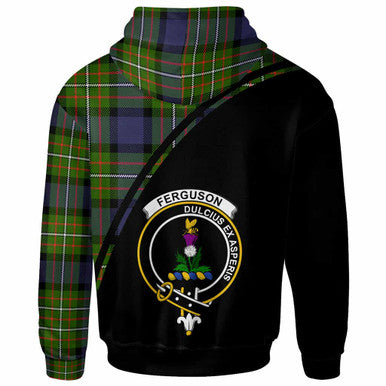 Scottish Fergusson Clan Crest Tartan Curve Hoodie Back Side Tartan Plaid