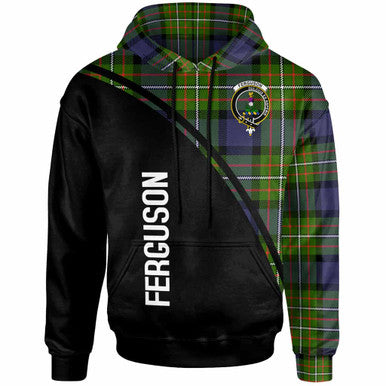 Scottish Fergusson Clan Crest Tartan Curve Hoodie Front Side Tartan Plaid