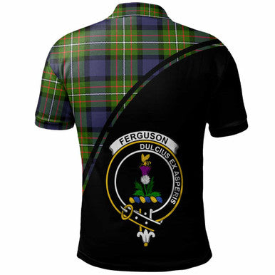 Scottish Fergusson Clan Crest Tartan Curve Polo Shirt Back Side Tartan Plaid