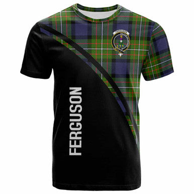 Scottish Fergusson Clan Crest Tartan Curve T-Shirt Front Side Tartan Plaid