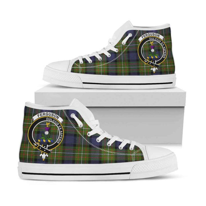 Scottish Fergusson Clan Crest Tartan High Top Shoes White Sole Tartan Plaid