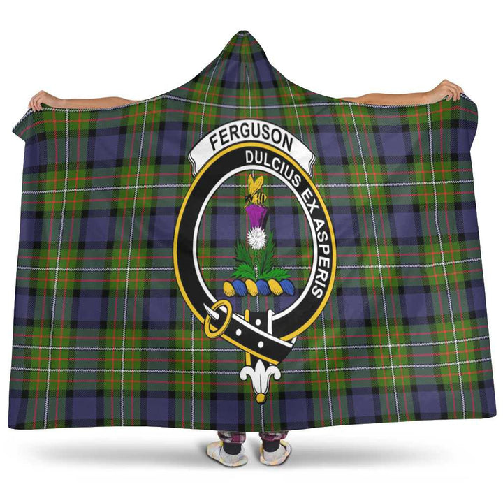 Scottish Fergusson Clan Crest Tartan Hooded Blanket Tartan Plaid 1
