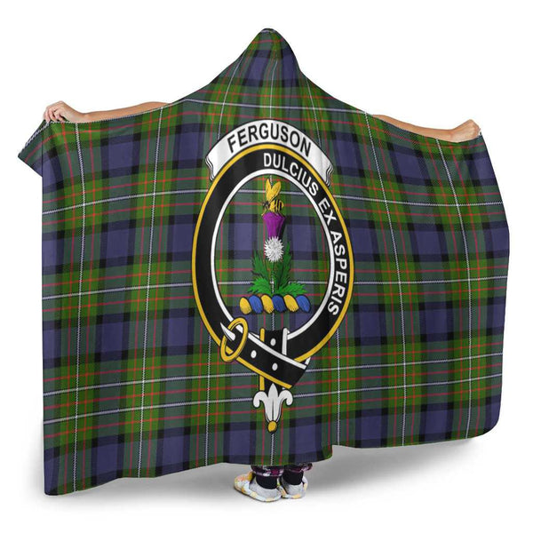 Scottish Fergusson Clan Crest Tartan Hooded Blanket Tartan Plaid 2